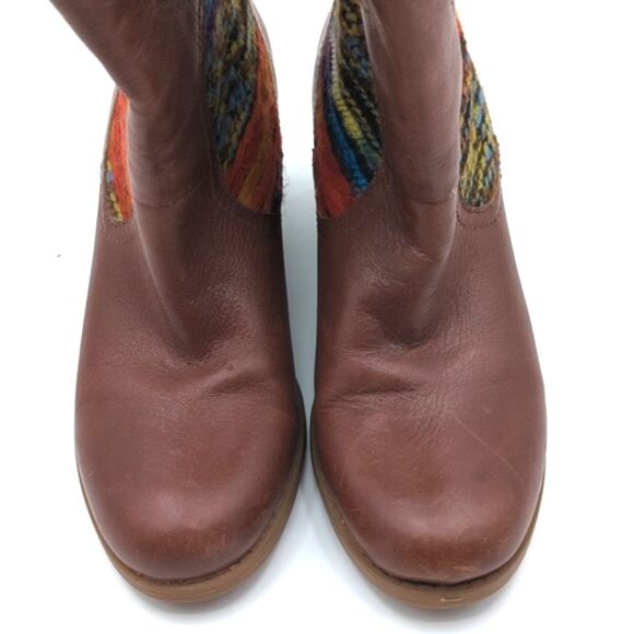 Bandolino Bozeman Tan Multicolor Embroided Brown Heeled Cowboy Boots Size 7 - Picture 2 of 9